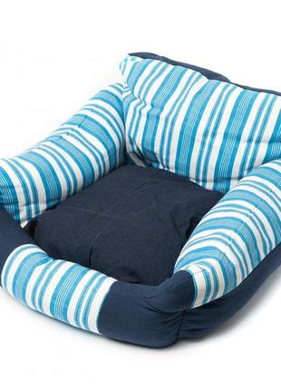 Лежанка джинсова для собак і кішок lovable dog "stripe bed" блакитного кольору зі смугами