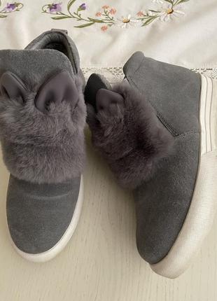 Ботінки чобітки замша хутро