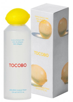 ✨ лимонний тонер для обличчя з кислотами tocobo aha bha lemon toner 150 ml