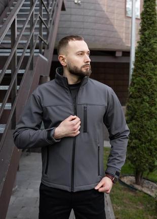 Куртка мужская на осень softshell на микрофлисе