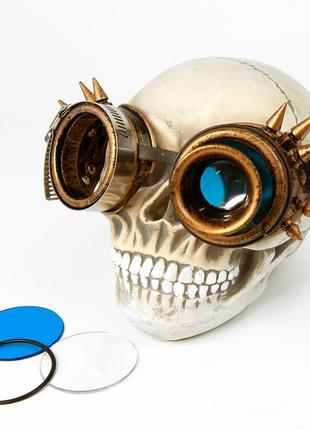 Окуляри стимпляк гоггли з моноокуляром (бронза антик) f-w405