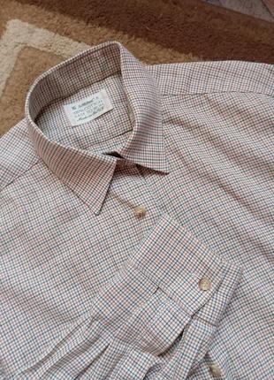 Рубашка из мужского плеча прямого кроя в мелкую клетку 100% коттон английского производства премиум качества