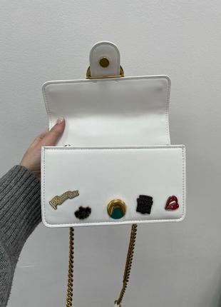 Сумка клатч pinko mini love bag one simply with enamel pin white premium4 фото
