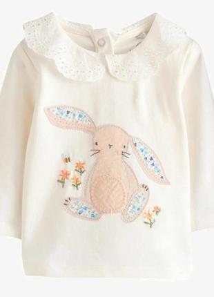 Набор - кофточка, лонгслив и футболочка  для новорожденной девочки с кроликом 0 - 3 мес. next