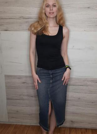 Юбка джинсовая с разрезом