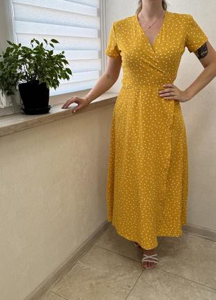 Платье халат макси в горох