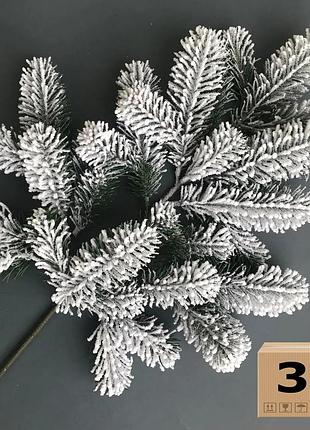 Ветка хвойная premium литая 53 см зелёная заснеженная (упаковка 3 шт.)