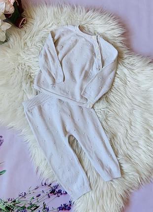 Удобный стильный вязаный красивый комплект тu 9-12 месяцев