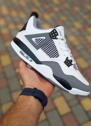 Кроссовки nike air jordan 4 белые с серым кожа