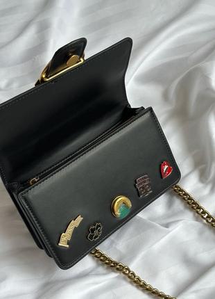 Сумка клатч premium pinko mini love bag one simply with enamel pin black4 фото