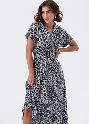 Шикарна сукня сірий леопард4 фото