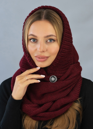 Капюшон с шарфом, капор "дайна" 11 цветов 5304бр