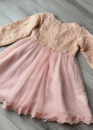 Персиковое платье3 фото