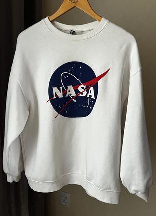 Свитшот белый nasa, h&m, размер м
