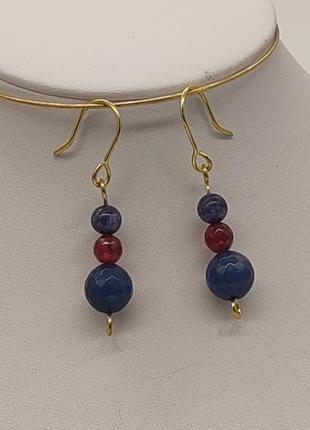 Серьги из лазурита, содалита, турмалина "марианная". серьги из натурального камня
