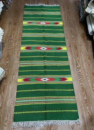 Стильный гуцульский ковер ручной работы размером 200*70см. d-0063