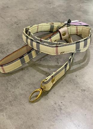 Поводок для собак в расцветку burberry, из эко кожи, бежевого цвета