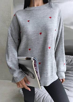 Турция🇹🇷 удлиненный свитер oversize с сердечками