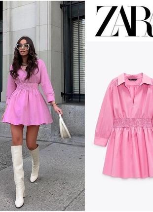 Ніжно рожева сукня зара zara платя рубашка1 фото