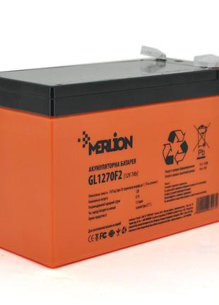 Акумуляторна батарея merlion gl1270f2 12 v 7ah (150 x 65 x 95 (100) orange q10