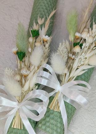 Набор свечей из вощины с декором на свадьбу, венчание, причастие, 2шт./набор