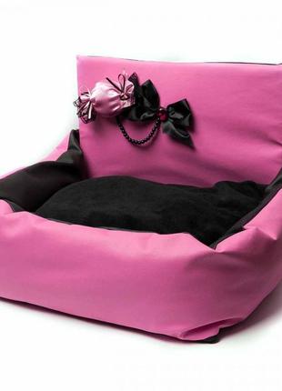 Автокрісло для собак і кішок у машину suckright цукерка наголов'ї, рожевого з чорним кольором