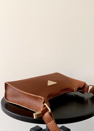 Стильна коричнева жіноча сумка багет на плече крос боді екошкіра3 фото