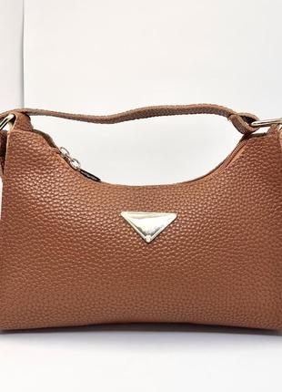 Стильна коричнева жіноча сумка багет на плече крос боді екошкіра5 фото
