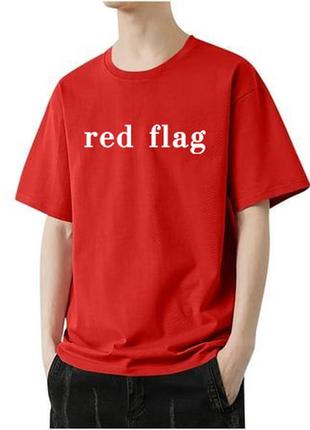 Оверсайз футболка красного цвета с принтом red flag