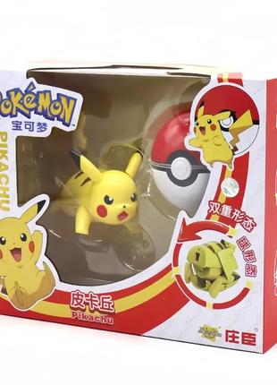Покемон покебол пикачу pikachu electric pokemon go шар с фигуркой-трансформером