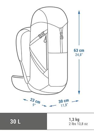 Туристический рюкзак quechua mh500 s 30л 63 x 30 x 23 см зеленый отделение для...