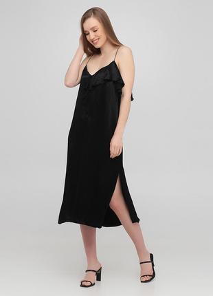 Чёрное сатиновое платье комбинация nasty gal10 фото