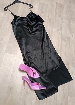 Чёрное сатиновое платье комбинация nasty gal6 фото