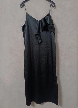 Чёрное сатиновое платье комбинация nasty gal4 фото