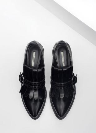 Zara кожаные лоферы туфли