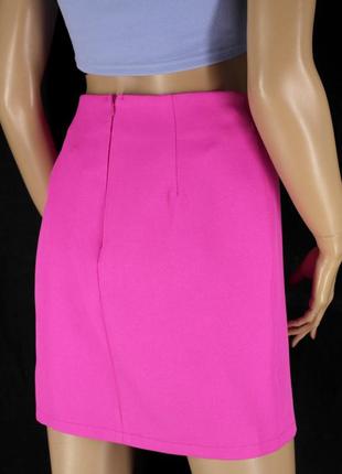 Новая брендовая юбка мини с разрезом "boohoo" фуксия. размер uk 8/eur 36, s.3 фото