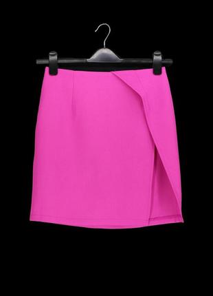 Новая брендовая юбка мини с разрезом "boohoo" фуксия. размер uk 8/eur 36, s.4 фото