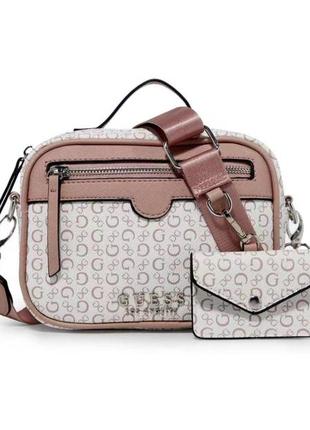 Женская сумка guess белая качественная мини сумочка через плечо трендовая маленькая сумка гесс