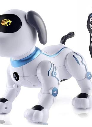 Робот собака на радиоуправлении smart pet интерактивная с подсветкой и звуками белая 6