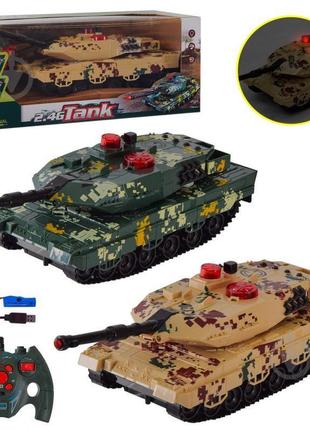 Танк на радиоуправлении jt 643, подсветка, звук, подвижная башня, акум.3,7 v, пульт 2,4 ghz, 2 цвета, в коробк