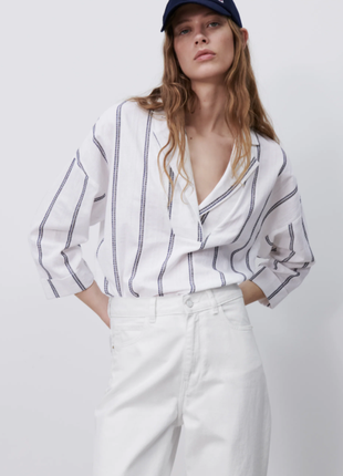 Zara сорочка оверсайз котон