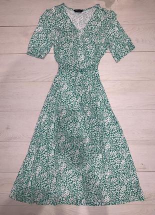 Сукня плаття міді в квітковий принт під пояс m&s collection 10 s-m