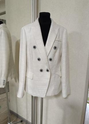 Madeleine двубортный пиджак жакет блейзер белый1 фото