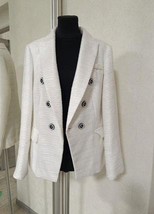 Madeleine двубортный пиджак жакет блейзер белый4 фото