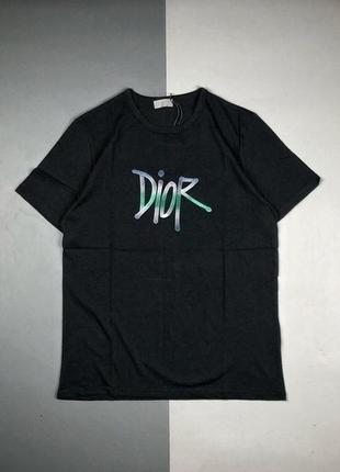 Футболка dior з вишивкою, чорна футболка cristian dior&shawn stussy, футболка оверсайз