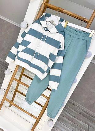 Стильный костюм ткань турецкая петля в трендовую полоску