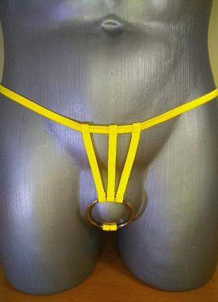 Чоловічі стрінги еротичні з металевим кільцем