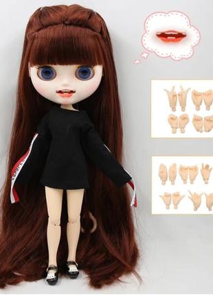 Нова лялька blythe 30см у сукні,матова ,шарнірна з посмішкою