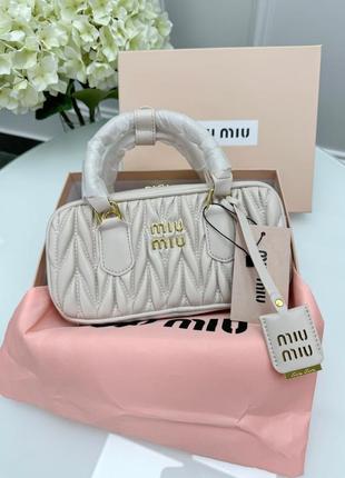 Женская сумка miu miu arcadie matelassé nappa leather bag premium
