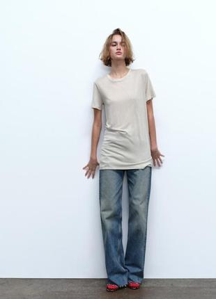 Футболка, довга футболка тонка, футболка zara длинная базова2 фото